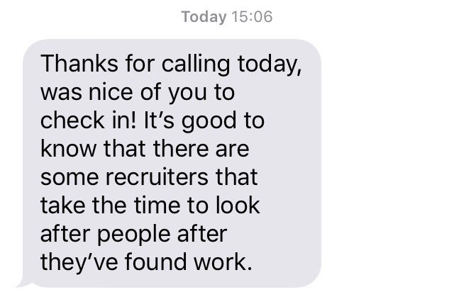 Pinnacle_LV's tweet photo. A nice message to open after calling a recently placed candidate! #ProgressRecruitment https://t.co/TaNjn1bFg0