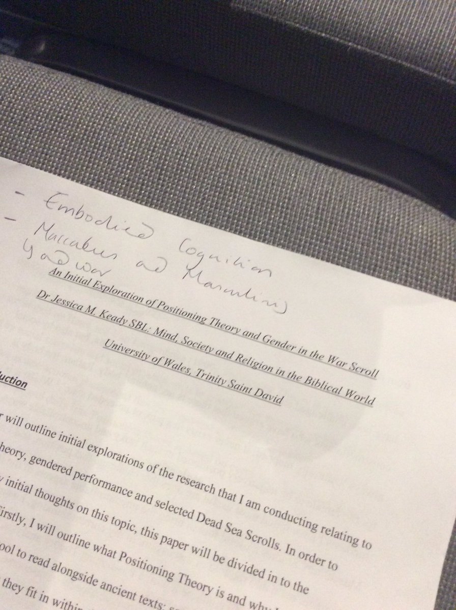 JessicaMKeady's tweet photo. One paper down, one to go! Really enjoyed presenting at the SBL: Mind, Society and Religion in the Biblical World and I had helpful questions/comments @FHP_UWTSD @Steph_UWTSD @UWTSD https://t.co/B0axisAiGO