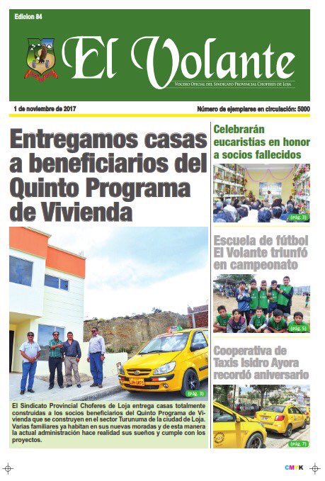 CronicaLoja's tweet photo. Ya está en circulación el periódico El Volante del @SChoferesLoja /Aquí encuentra toda la información de interés para el sector del transporte. / dirección editorial @ivanludena https://t.co/9X2pbgTPdm