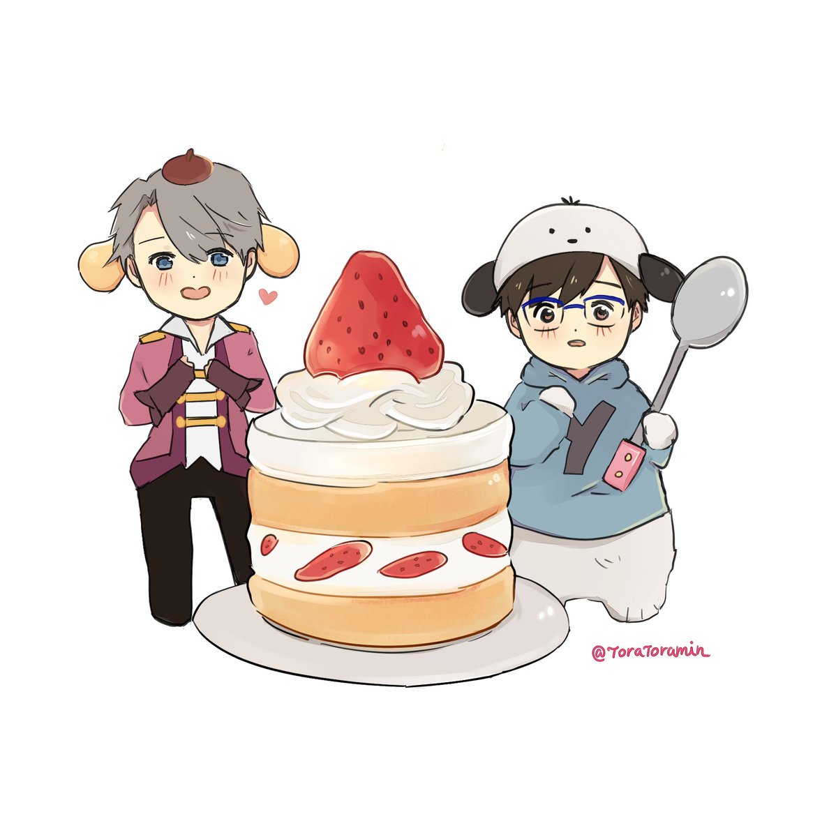 toratoramin's tweet photo. Something sweet for the sweet boys 
#みんなのぽむヴィク #みんなのポチャ勇 https://t.co/DaTK69SRaA
