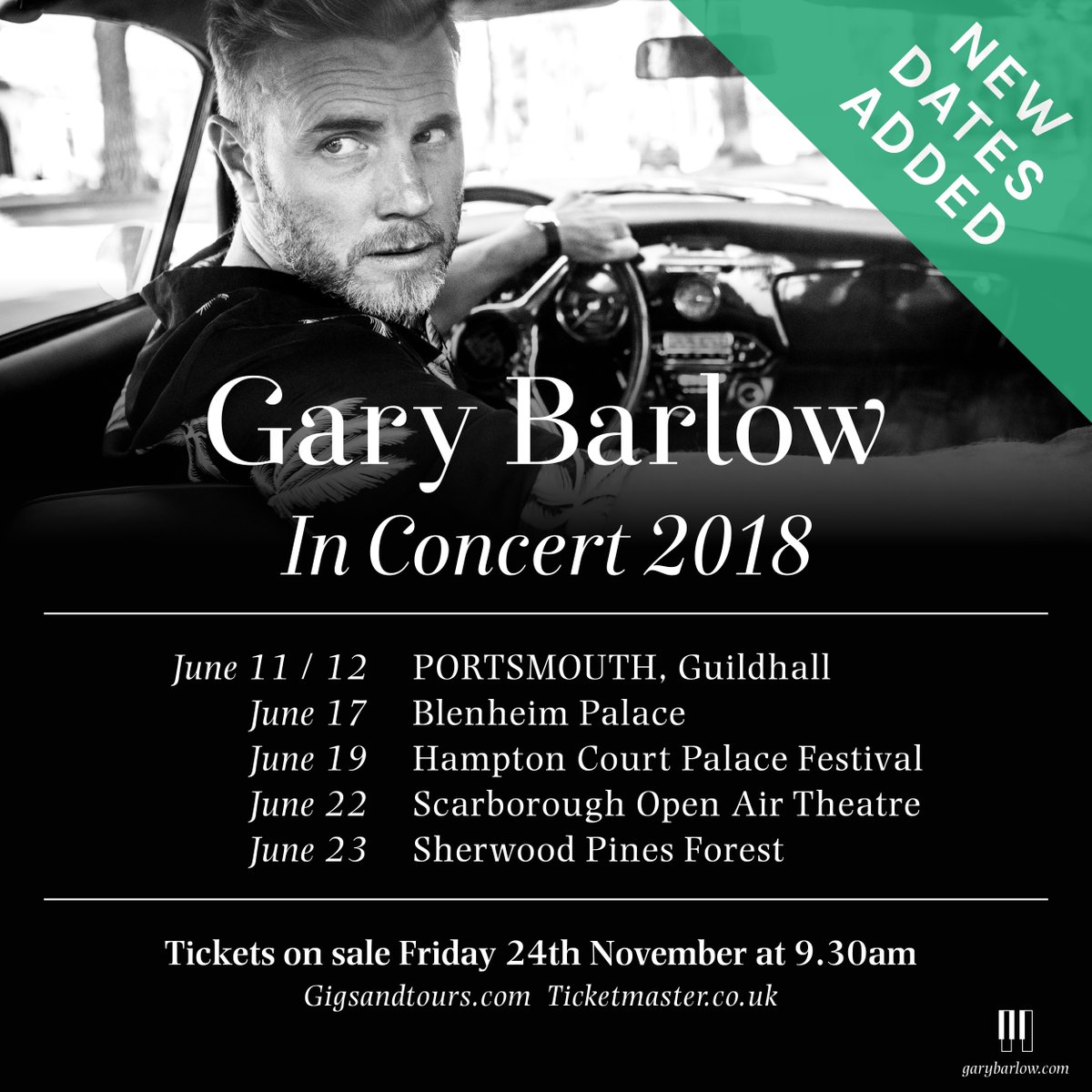 GaryBarlow's tweet photo. So excited to announce new dates for my 2018 tour ! Tickets go on sale this Friday at 9:30am #gbsolo2018 https://t.co/TnSvQUX4V0