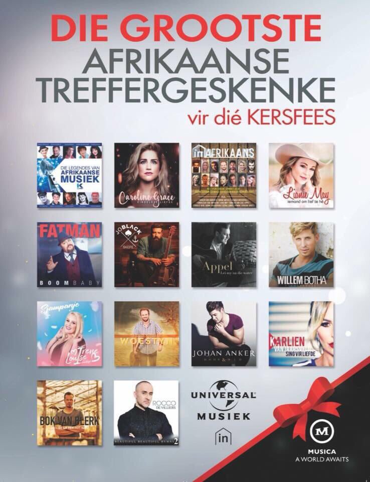 100persentegAfr's tweet photo. DIE GROOTSTE AFRIKAANSE TREFFERGESKENKE BY @MUSICA_AFRICA is @CarolineBrussow @In_Afrikaans_ @LianieMay @fatman_brummer @JoBlack_BTG @appelmusiek @WillemBotha @Irene_Louise @RobbieWessels @RoccodeVilliers @johananker_ @KarlienVanJ @BokvanBlerkReal @kykNETtv legendes https://t.co/HDBRe1ZrEQ