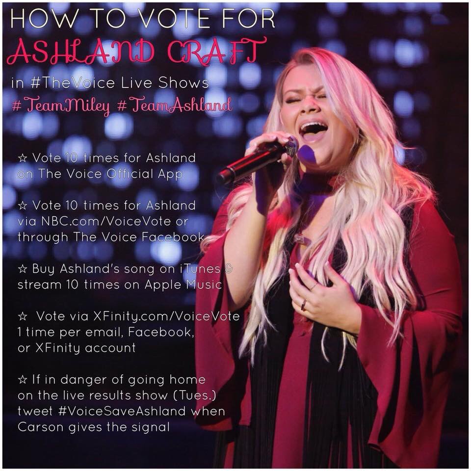 bentonblount's tweet photo. CALLING ALL VOTERS!!! Tonight on @NBCTheVoice @AshlandCraft is representing the Carolinas and Country music! Listed on the picture are all the ways you can vote, so make sure to tune in tonight and set some voting records for Ashland!!!!! #Vote #TheVoice #Carolina #CountryMusic https://t.co/2uELqWZqzQ