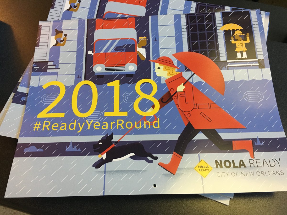 nolaready's tweet photo. Our #ReadyYearRound calendars feature emergency prep tips for each month &amp; illustrations from #NOLAartist @jhclarkiv. Pick one up at City Hall. Coming soon to @NORDCommission and @NOLALibrary locations https://t.co/gEuowxqMCe @NOPDNews @NOLAFireDept @NewOrleansEMS @MayorLandrieu https://t.co/FxVn4RffpF
