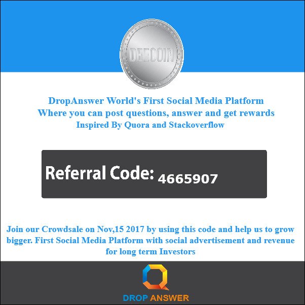 slayer2212's tweet photo. #DropAnswer #ICO is on the Air ! Invest in Worlds First Social Media #blockchain platform to get a profit in nearest future . https://t.co/MxJ2dCq7vb https://t.co/p479nhic3W