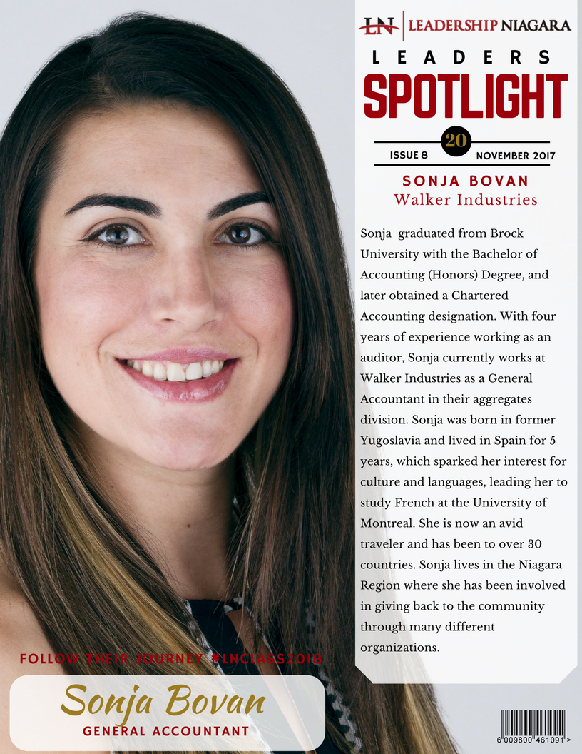 Lead_Niagara's tweet photo. Here's to the beginning of your week and introducing another one of our amazing leaders from the #LNClass2017! Meet Sonja Bovan, General Accountant at Walker Industries. Follow Sonja's journey using the hashtag #LNClass2018. https://t.co/ATLiOr4rlB
