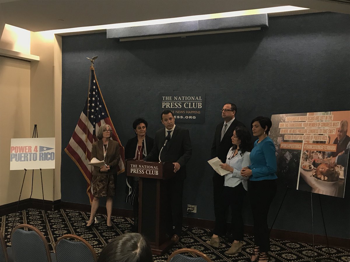 EstuardoDC's tweet photo. .@Hesanche “ya basta la injusticia en Puerto Rico” #Power4PuertoRico coalition asks why @SpeakerRyan and @SenMajLdr recess when Americans lives continue at risk. #ThanksgivingAfterMaria https://t.co/PVP5XG7Zbk