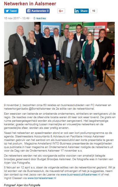 Netwerken loont. Dank je wel  @AmstellandIB voor de #publicatie. #Netwerkborrel <a href="/BorrelAalsmeer/">BorrelAalsmeer</a> / <a href="/BC_FCAalsmeer/">BC FC Aalsmeer</a> 9-11. ow.ly/roNf30gHfWb #MKB #ZZP #Businessclub #Business #Verbinden #Inspiratie #Winkeliers #Aalsmeer #Amstelland #Haarlemmermeer borrelaalsmeer.nl