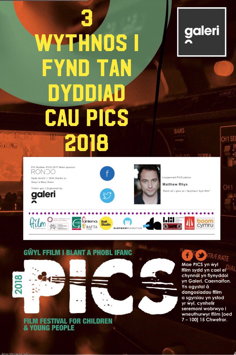 Gwyl_PICS's tweet photo. 3 wythnos i fynd tan dyddiad cau PICS 2018! 3 weeks to go 'til the PICS 2018 deadline! https://t.co/A6xuoABTNe https://t.co/mhmfVc8tYR