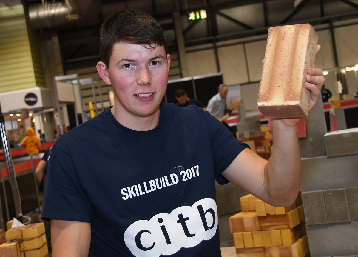 ForterraUK's tweet photo. Congratulations to the winning #SkillBuild2017 #bricklayers @CITB_UK @SkillsShow. Bronze to Joshua Bryenton of @EastCoast_Coll Silver to Lewis Greenwood of @York_College and Gold to Sam Yeomans of @StaffordCollege all of whom used our #LondonBricks in their work! #onestowatch https://t.co/YFoXOy5bdL