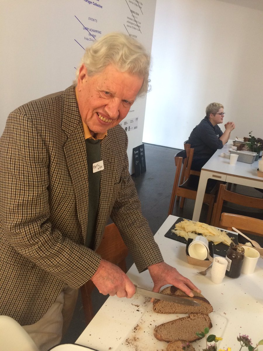 Hodmedods's tweet photo. The joy of bread! Prof. Martin Wolfe enjoying (to say the least) bread baked by @smallfoodbakery from ORC Wakelyns Population flour... and it really is delicious #YQ #Organic #baking #graingathering https://t.co/QS75vy4K2v