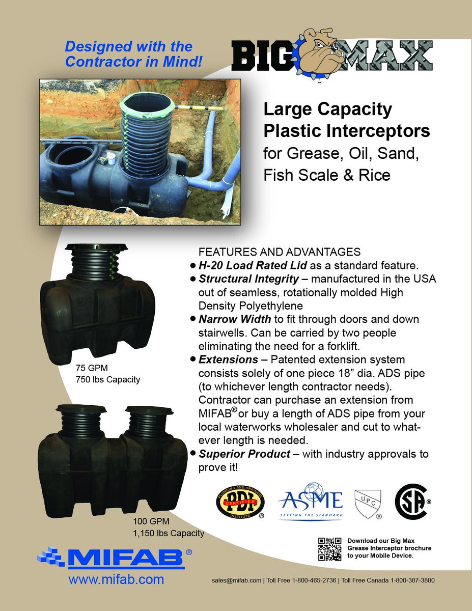 MIFABInc's tweet photo. Check out the advantages of the MIFAB Big Max H.D.P.E. Grease Interceptor! https://t.co/PJk9YGpT00