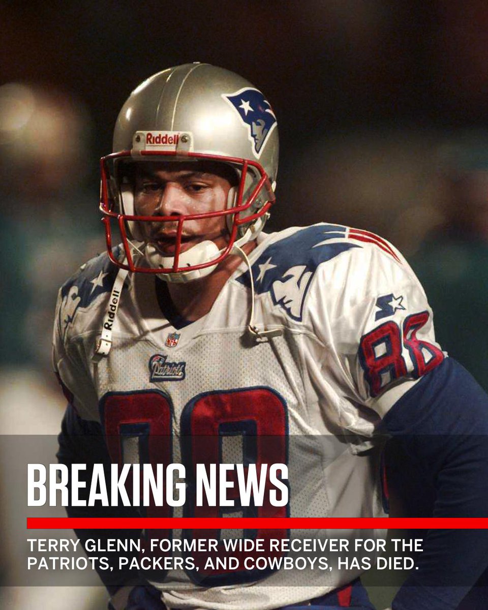 SportsCenter's tweet photo. Breaking: Former NFL wide receiver Terry Glenn has died at 43 after being involved in a suspected car accident in Texas. https://t.co/kNtdxkzW6t