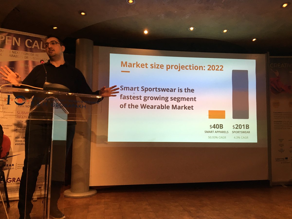 digitalspacesll's tweet photo. Demetres Stordopoulos (Founder and CEO) talking about the @TribeWearables activity tracker embedded into sports apparel at the @WearSustain #WEARsustainOC2 in #Athens #wearables #wearabletech #fashtech #design https://t.co/ToV6eKGq6k