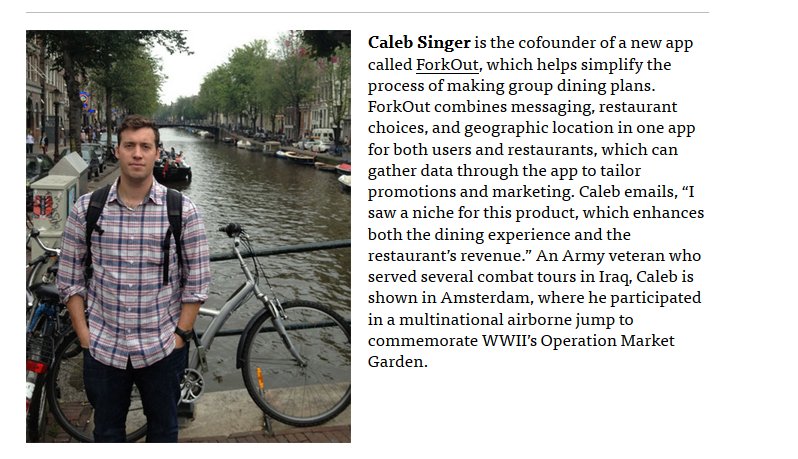 forkoutmedia's tweet photo. Thanks for the coverage @babson! Co-founder Caleb in recent edition of #BabsonMagazine #babson https://t.co/qgcAWamxhK