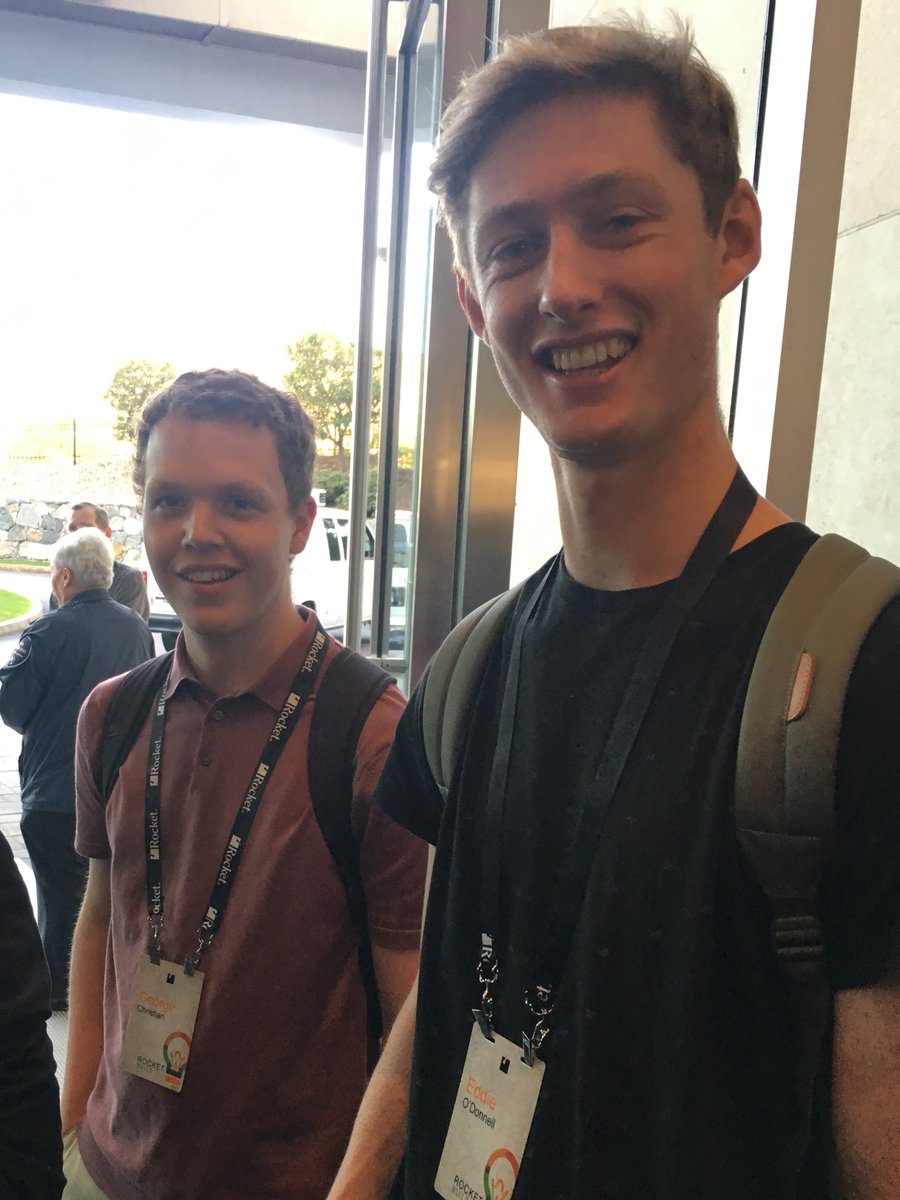 APTRocketBuild's tweet image. George and Eddie had to present their #APTRocketBuild applications to a panel in Boston – here they are just after arriving  at @Rocket HQ!