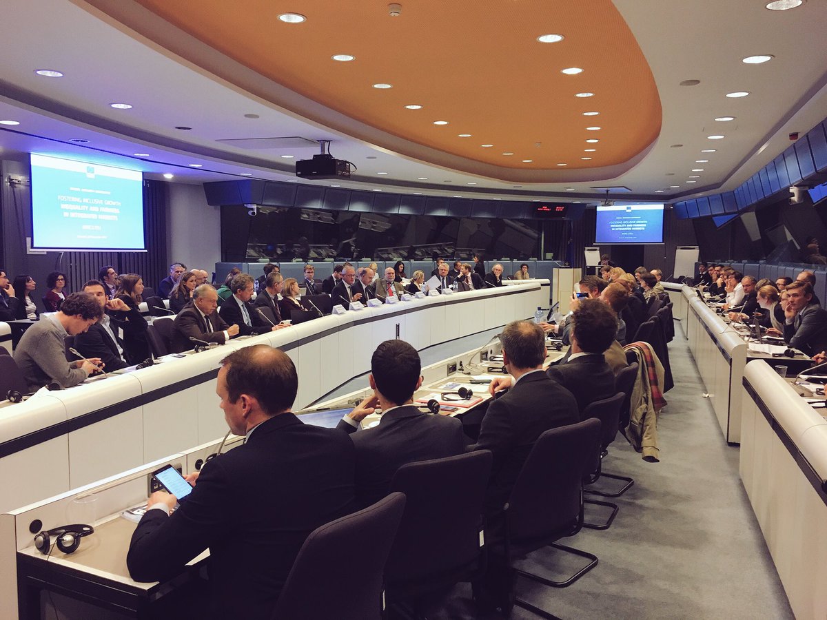 ecfin's tweet photo. Our Director-General Marco Buti welcomes Commissioner @pierremoscovici to #ARC17EU’s final policy panel “Inequality & fairness in integrated markets: tensions & challenges”. https://t.co/JC6Ms7NqkG
