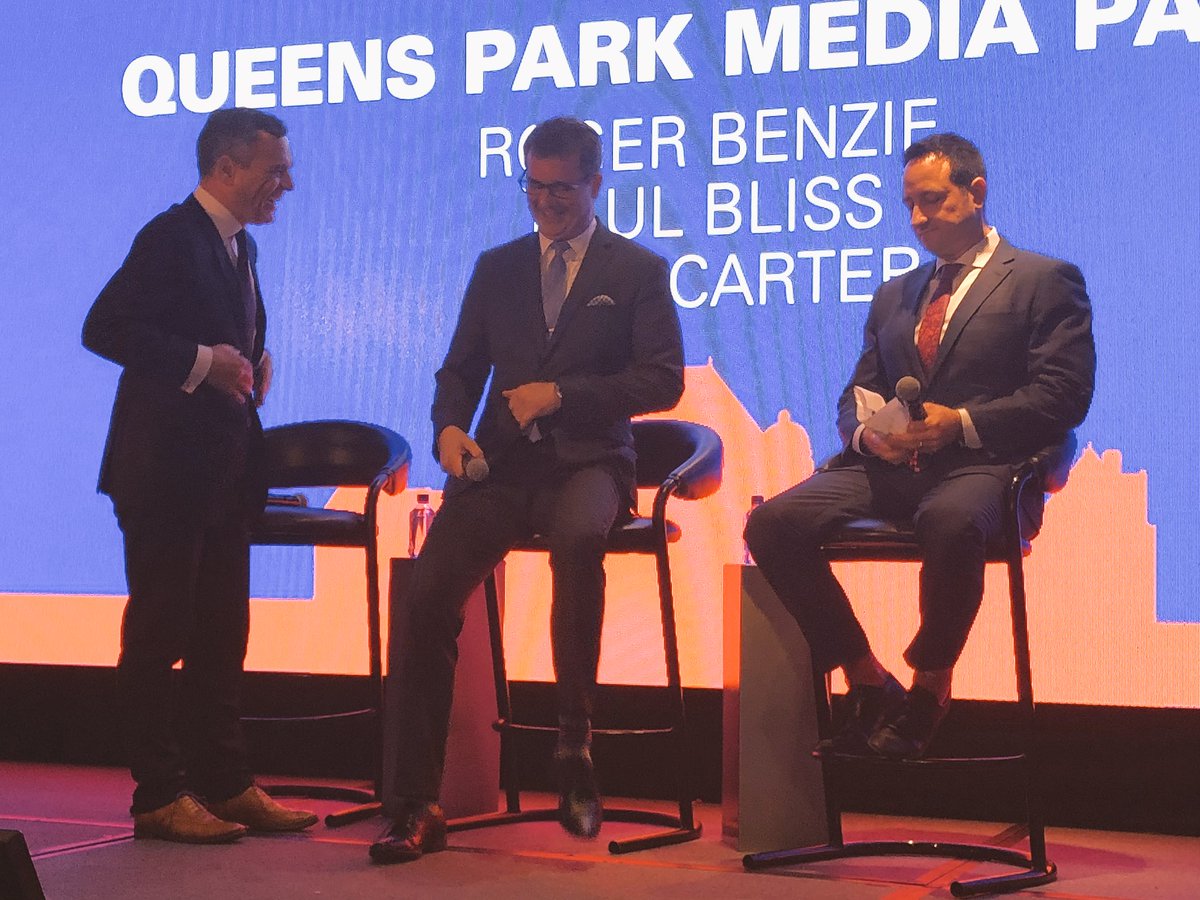 Here we go. My favourite part of  #ORPC2017 #orpc17. The Queens Park media panel! <a href="/robertbenzie/">Robert Benzie</a> @ACarterglobal <a href="/blissblogs/">Blissblogs</a>