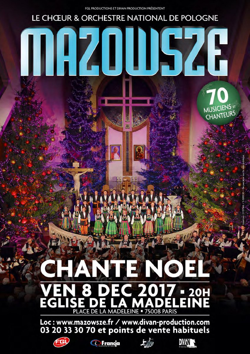 PLInst_Paris's tweet photo. #Mazowsze chante Noël le vendredi 8 décembre 2017 à 20h à l’Eglise de la Madeleine à Paris. Suivi par les représentations à Amiens, Caudry, Liévien et Lille. Spectacle à ne pas manquer ! Informations: https://t.co/zcTOuvHbQA
Réservations : https://t.co/kIdZpUDMAE https://t.co/8eLuSPiVuf