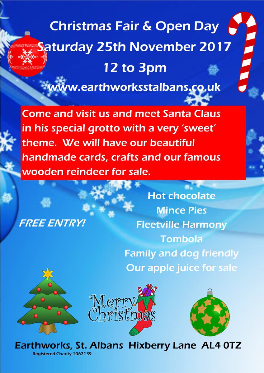 Earthworks_'s tweet photo. We are counting the days to Saturday. Please come and join. Original, handmade Xmas crafts. Santa in residence and lots more... #charity #gifts #mincepies https://t.co/3WNPXV0TGo
