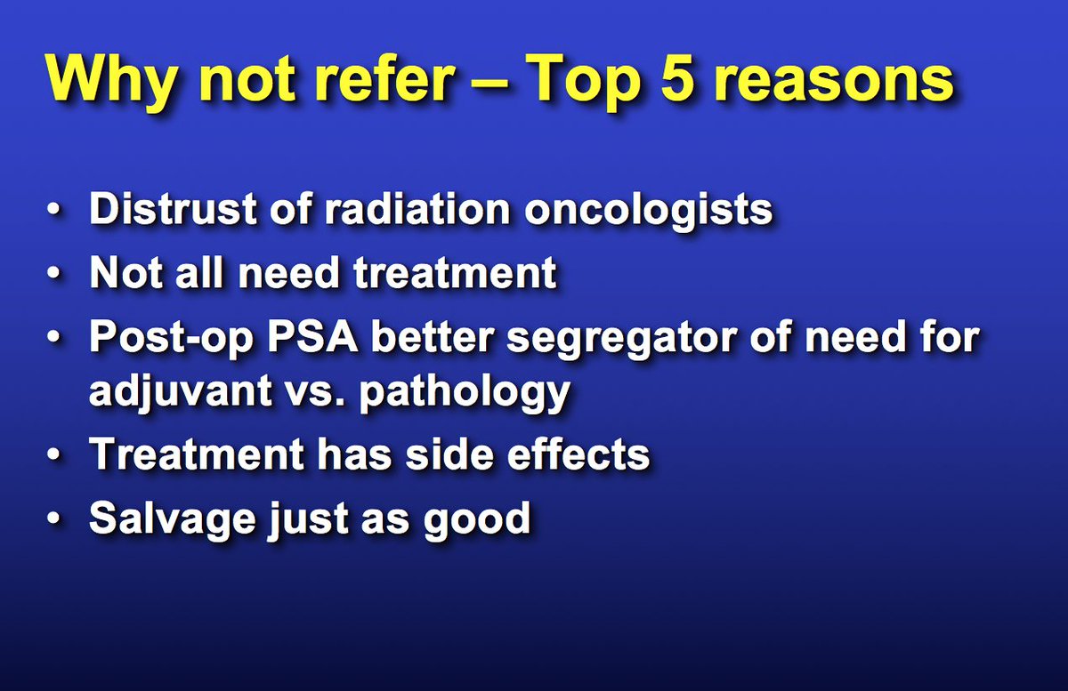 DrewMoghanaki's tweet photo. Here's why Steve Freedland doesn't refer post-prostatectomy pts for adjuvant RT. (He accepted the invite to be honest at #ASTRO17).
What's your reason?
#pcsm #radonc https://t.co/GRRDvsQS1J
