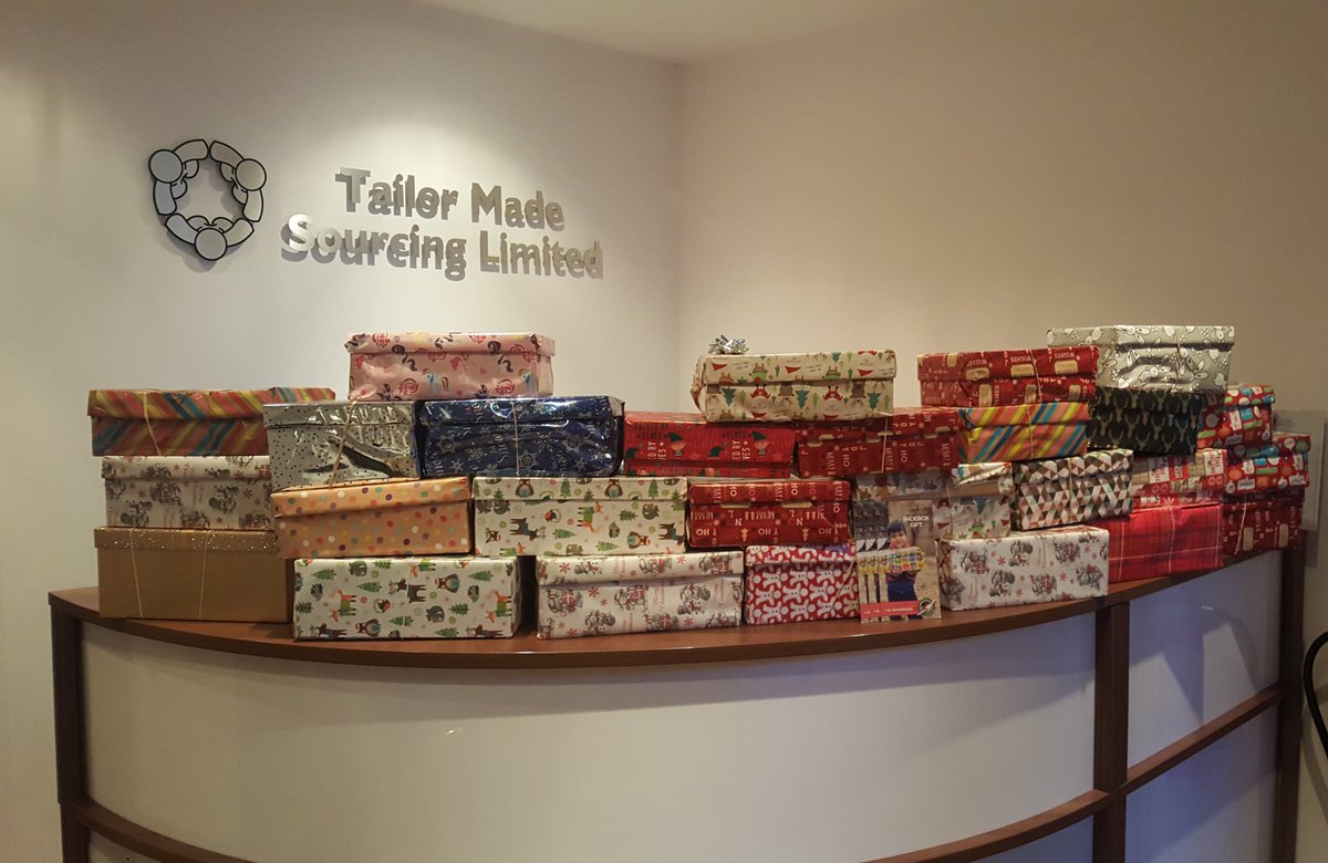 TailorMadeltd's tweet photo. Wow! We're so grateful for the generosity of the community. The #shoeboxappeal has been a massive success 🎄 🎁🎅 
Thank you also to ladies at #Burnley General Childrens Ward for your boxes &amp; the lady in #Colne who brought in knitted items to distribute. You're all stars⭐️⭐️ https://t.co/mWWJjlpdFG