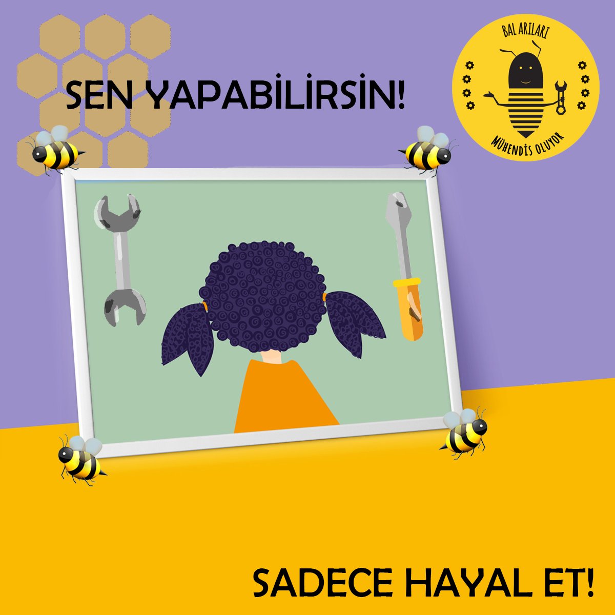 Bugün #DünyaÇocukHaklarıGünü 👧🏽
Eşit haklardan faydalanabilir, sen de mühendis olabilirsin🔧
Sadece hayal et☁️