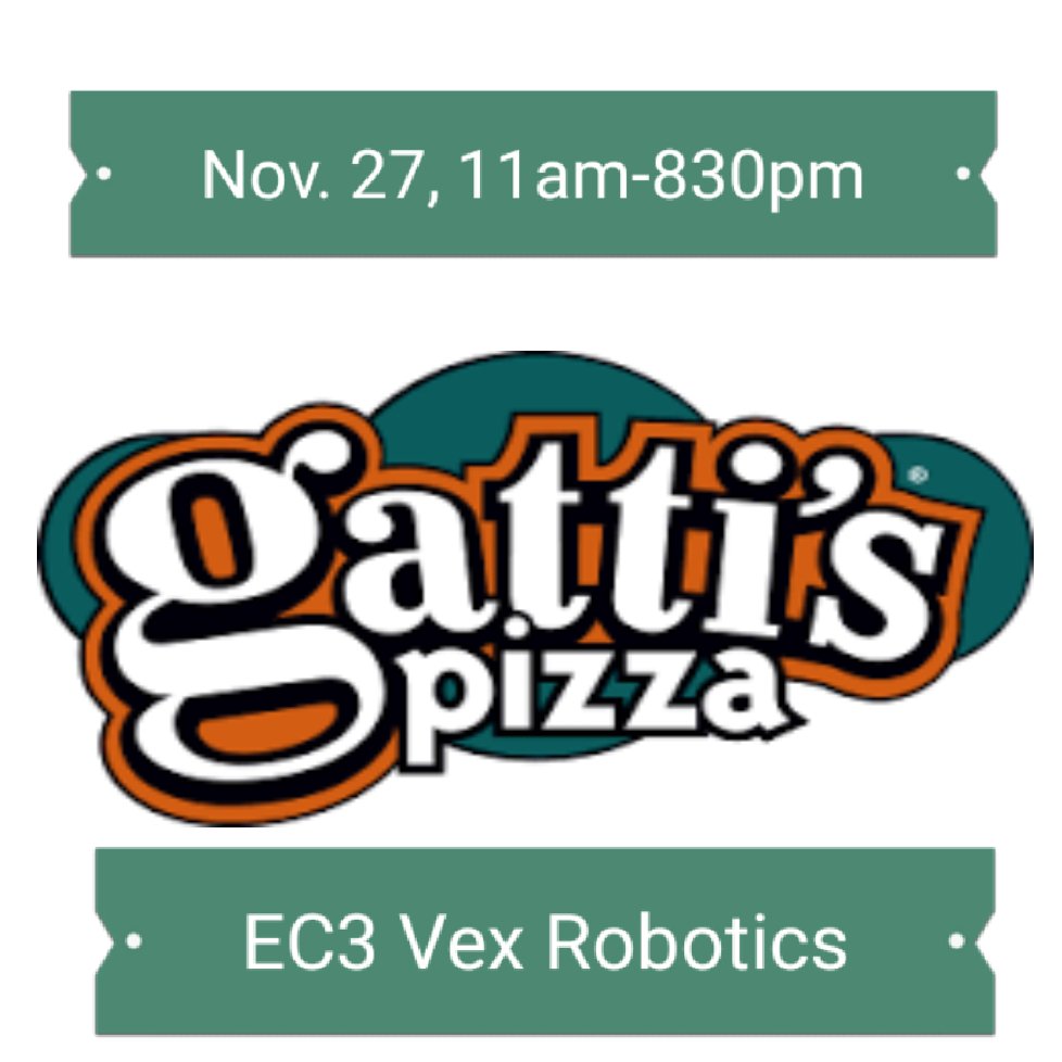 Mr. Gatti's is hosting a fundraiser on Nov. 27th at 11am-8:30pm for EC3 Vex teams.  <a href="/HCSEC3_PLTW/">EC3_PLTW</a> <a href="/NorthVex/">North Hardin VEX</a> <a href="/CentralHardin/">CHHS 6135</a> <a href="/jhhs2886/">John Hardin Vex</a>