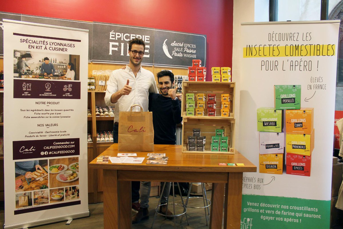 lacriqueterie's tweet photo. On vous attend toute la semaine à l'#AtelierDesChefs à #Lyon avec nos copains de @califeedgood ! :D #insectescomestibles #foodtech #startup #Innofoodcorner https://t.co/w1a98gRL3r