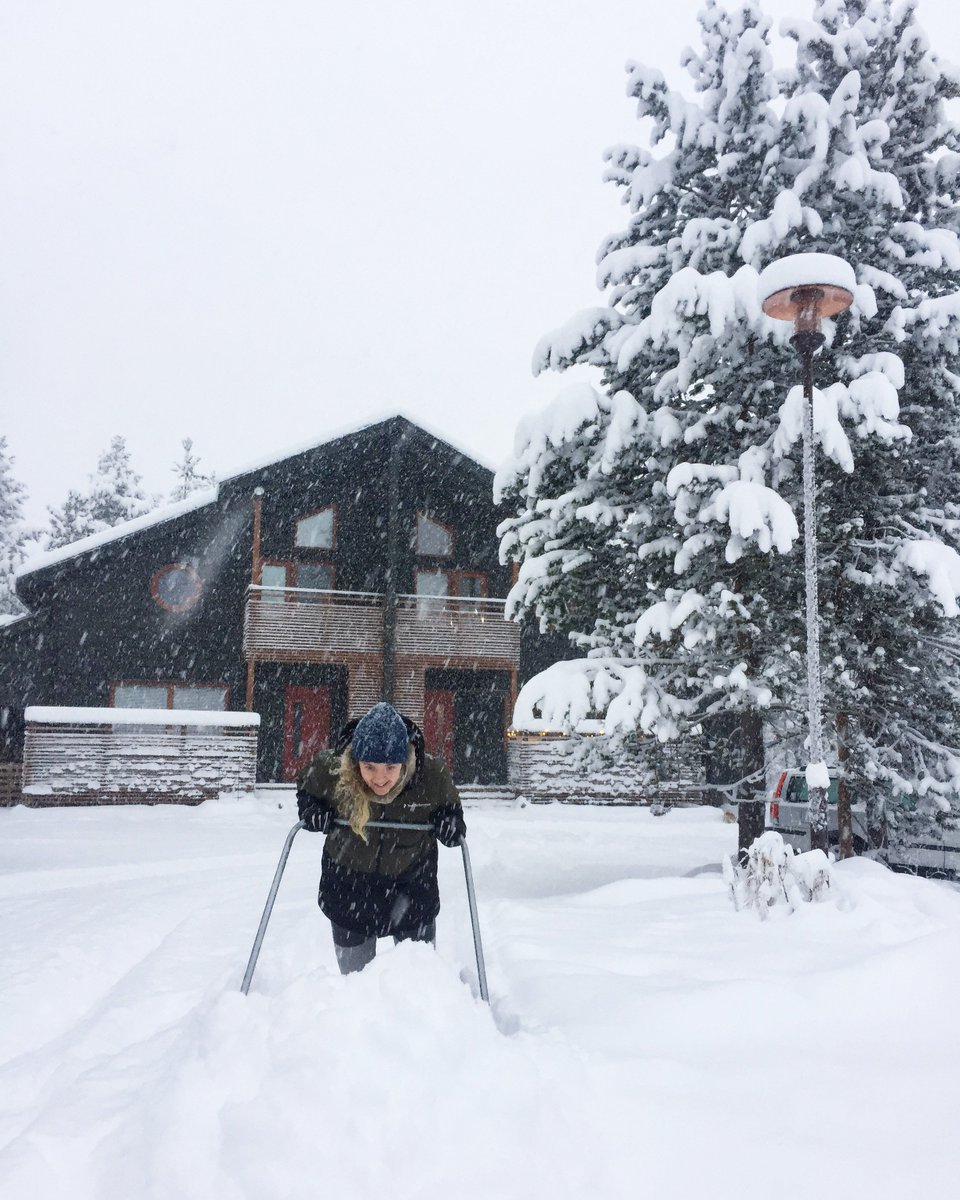 VisitLevi's tweet photo. Lapland – and the joys of getting rid of the snow. According to the Finnish Meteorological Institute (@meteorologit), snow depth is already 56cm. 

Keep it coming! #levilapland https://t.co/RvCaNhfhRD