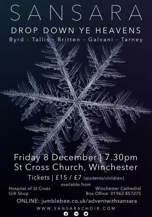SansaraChoir's tweet photo. We can’t wait to return to St Cross in Winchester for our #Advent concert on Friday 8 December! Tickets available @ https://t.co/7ZU02fgRA8 #dropdownyeHeavens https://t.co/d6CLNkmaAf
