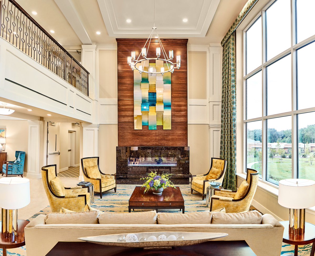 SAS_Architects's tweet photo. Sheridan of Green Oaks IL lounge, a looker!  

The entry lobby is contiguous with this grand 2-story space which frames the western courtyard and forest preserve.

#seniorliving #architecture #interiors #designer #planning #independentliving #lounge #furniture #lighting https://t.co/f8OdFsak10