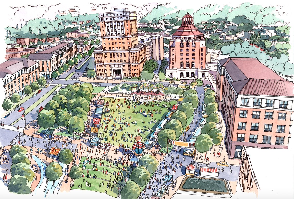 UDAStudio's tweet photo. #UDAReflection: In 2002, the car dominated the heart of downtown Asheville. UDA's process engaged hundreds of citizens to re-imagine and re-design #PackSquare as a new, signature place for people.
#urbandesign #urbandesignassociates #publicspaces #sustainabledesign https://t.co/CUeL1AWuxY