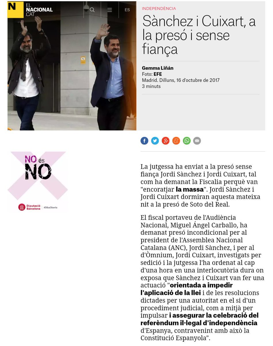 KRLS's tweet photo. L'èxit del 155: empresonar líders civils i la meitat del govern legítim, forçar l'exili de l'altra meitat, erradicar l'autogovern i ara ja hi podem sumar empobrir el territori. Fins l'#1Oct, BCN era la favorita. Amb violència, retrocés democràtic i el 155, l'Estat l'ha sentenciat https://t.co/xmGDFHkJUO