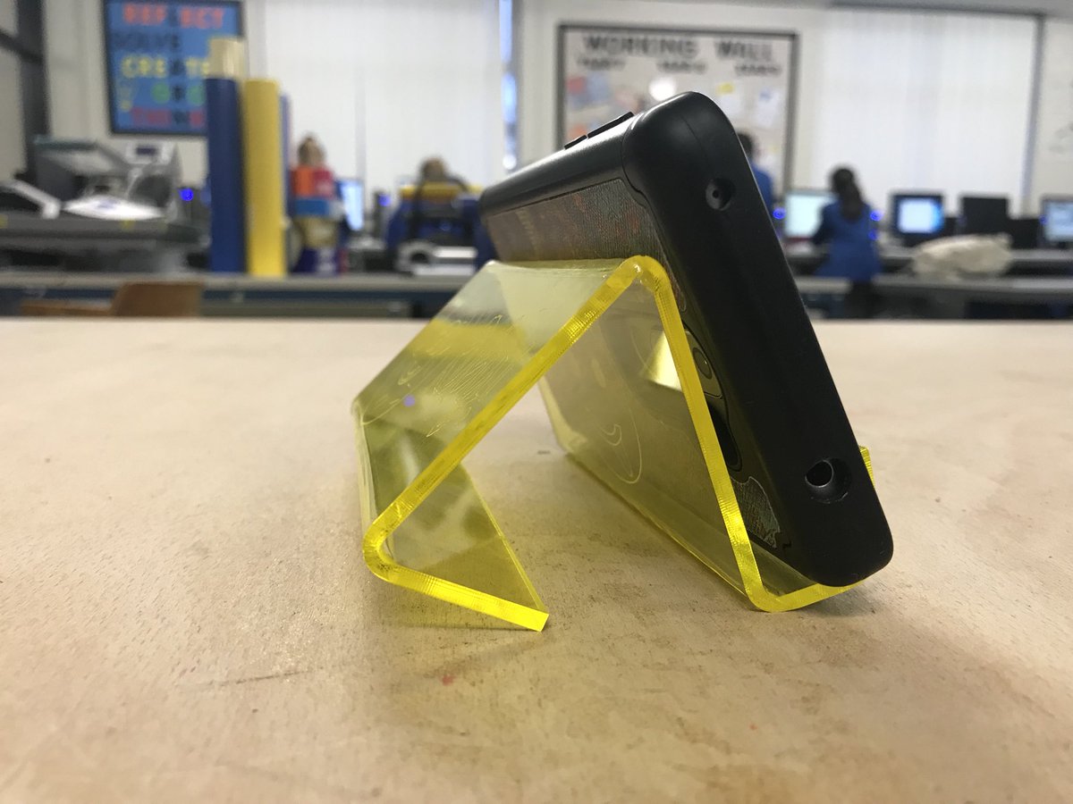 BeckyHigh_DT's tweet photo. Some super phone stand designs leaving the Graphics room this afternoon. Brilliant work by Y7! https://t.co/6TSikAIi0a