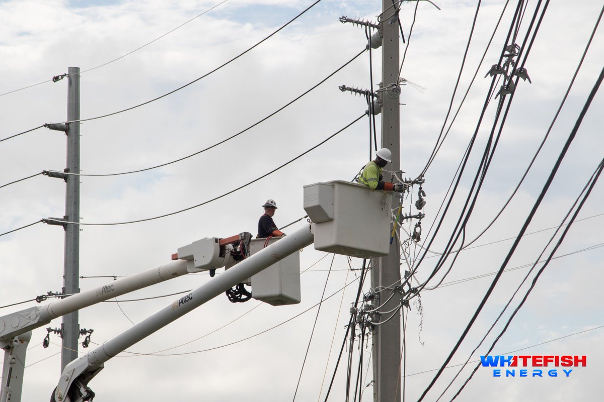 WhitefishEnergy's tweet photo. Wire pulling continuing in Juncos to help power up Puerto Rico. https://t.co/rIgGovFwbD