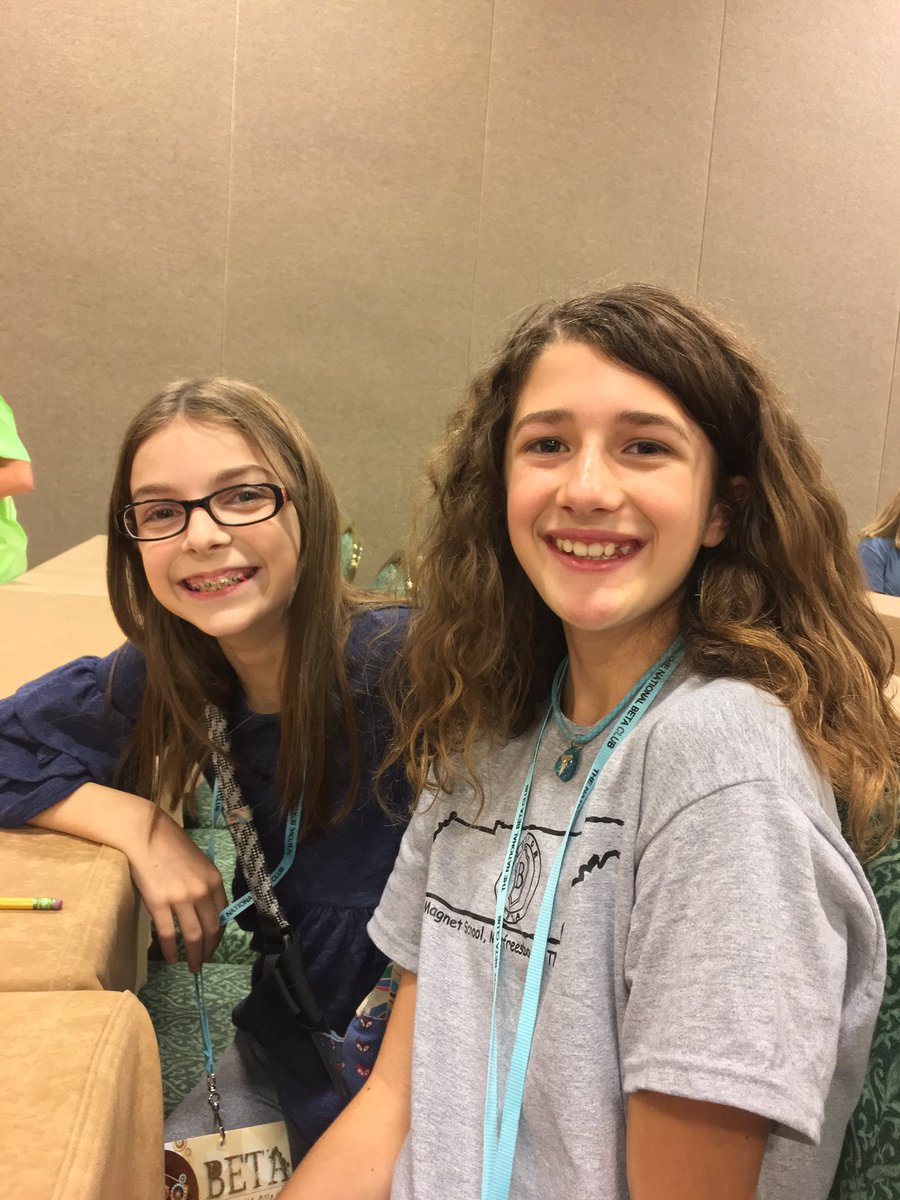 mrsallij's tweet photo. It's Jillian J. from Woodbury Grammar and Caroline H. from Central Magnet, at TN Junior Beta! #BFFs at #betacon18 ⭐️✨🎖🌟 #spellingELA https://t.co/P9xs8GDYHK
