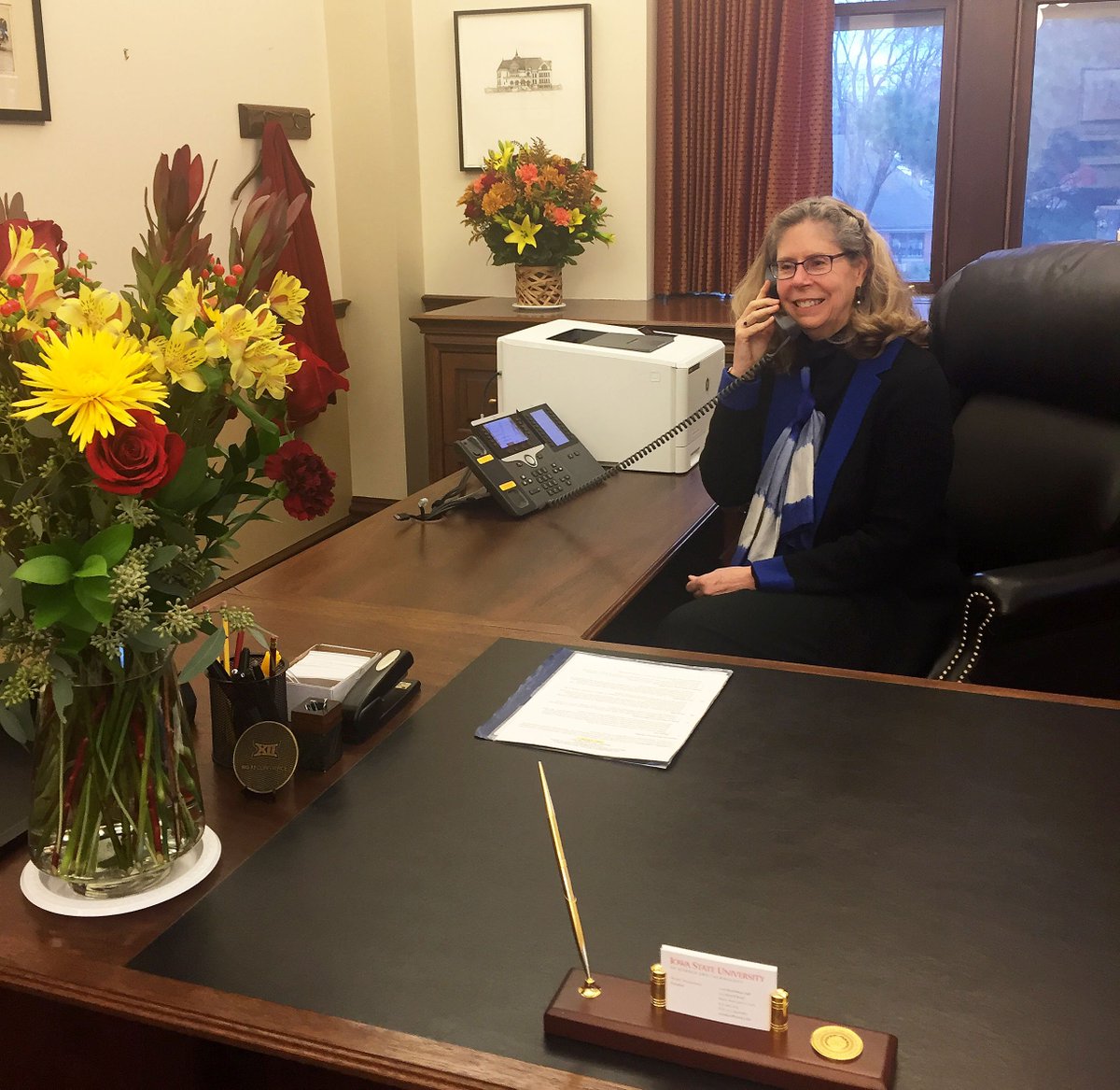 IowaStateU's tweet photo. There's a new occupant in 1750 Beardshear Hall. Looking forward to an exciting adventure with Wendy Wintersteen, #IowaState's 16th president, at the helm. https://t.co/09LIEvKVhQ