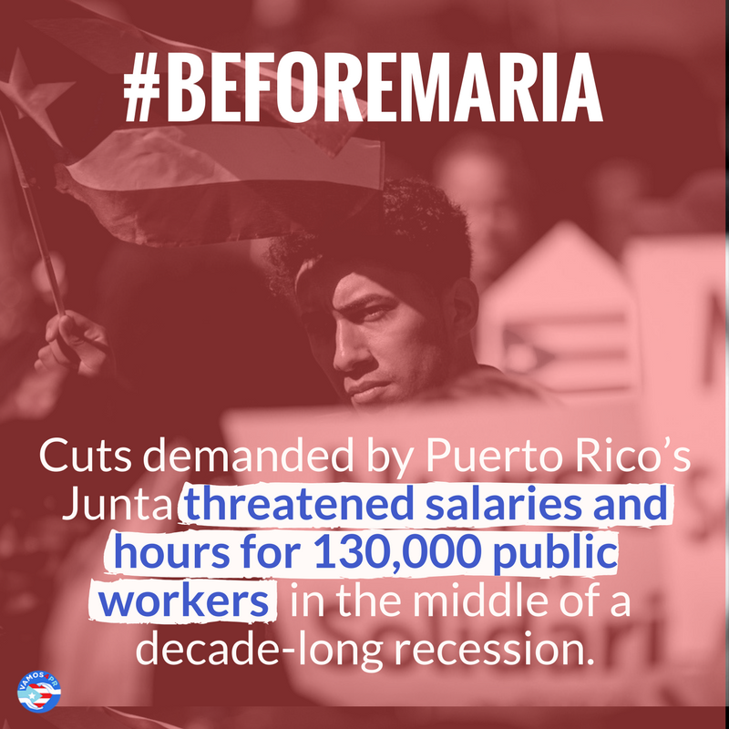 Vamos4PRAction's tweet photo. Long #BeforeMaria, Puerto Rico’s Financial Oversight Board has pushed for cuts that would make Puerto Rico’s families suffer. It’s time to tell the Board that Puerto Ricans need #MoreAidZeroDebt https://t.co/rsTRN4ogVb https://t.co/pOAlWejNOB