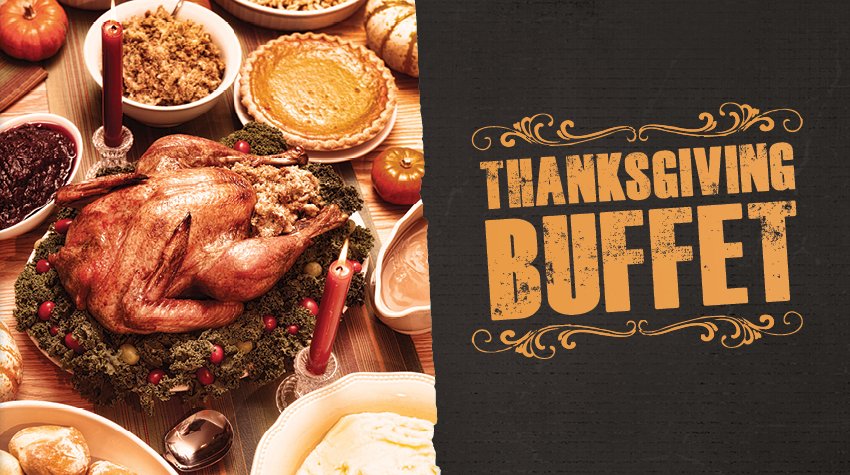 BoomtownBC's tweet photo. Feast with your family this #Thanksgiving and leave the dishes to us. Join us at #CattlemansBuffet on Thanksgiving day for an all-you-can-eat traditional meal for only $20.95 with your @mychoice card. #BoomtownBossier https://t.co/MwQ810xbBP