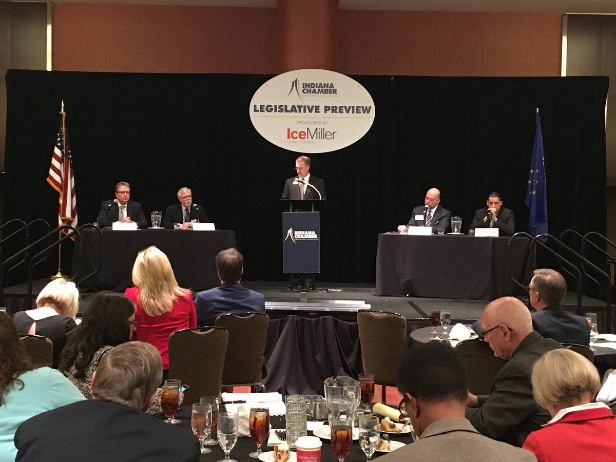 IndianaChamber's tweet photo. Thanks to IN caucus leaders &amp; Hoosier business and government leaders for joining us today for our 2018 Legislative Preview. Thanks also to event sponsor @IceMillerLLP. Read our priorities for the upcoming #INLegis session: https://t.co/9Xt6x5MZUr https://t.co/vqaFILUeuH