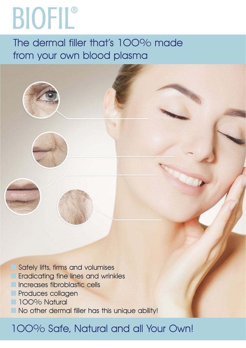 HelenTPermCos's tweet photo. Biofil - The dermal filler thats 100% made from your own blood plasma

Another exciting product coming to Helen Taylor Aesthetics in January 2018. Get on touch now for more information...

https://t.co/e9aqrBtuV4

#aesthetics #biofill #filler #dermalfiller https://t.co/y1iT0rC63D