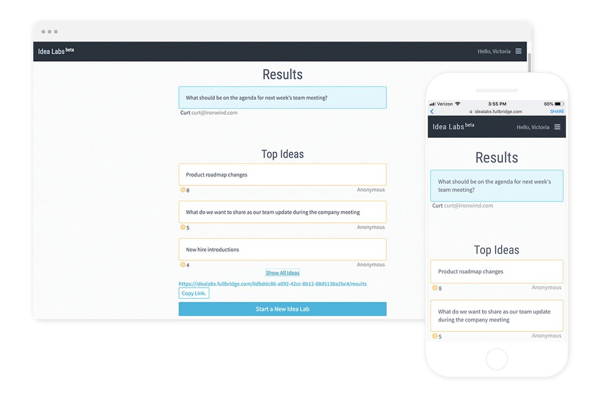 Introducing #IdeaLabs! Powered by Lyra, Fullbridge’s newest technology allows you to #brainstorm with your team anytime, anywhere. Prompt your team, open up the conversation, submit ideas, vote on them, and view your results. It’s that simple. Try it free! buff.ly/2zWZeve