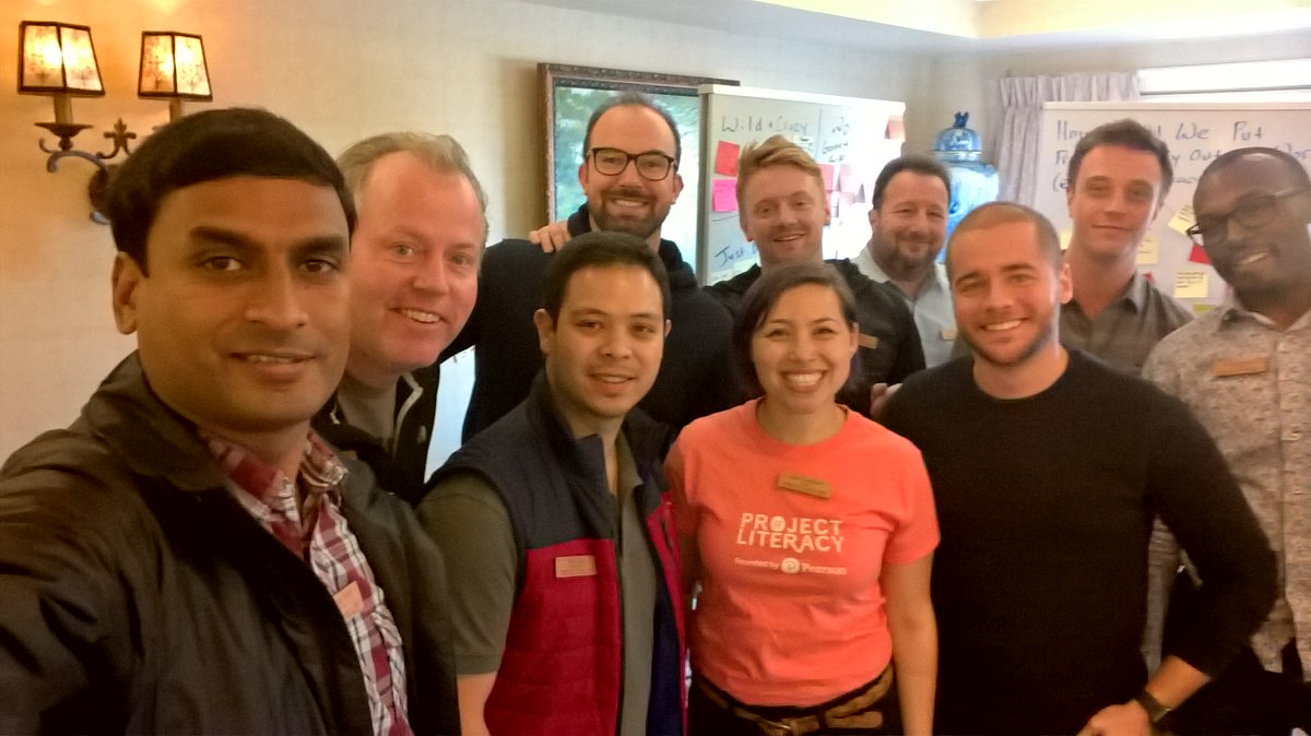 bhanupotta's tweet photo. "Shaping the Future" #BrianTrust for @rewritinglives today at #ProjectLiteracyLab anchored by @JuliaHallie & @william_butler2 of @Unreasonable. @Pearson https://t.co/esWLUedYf4