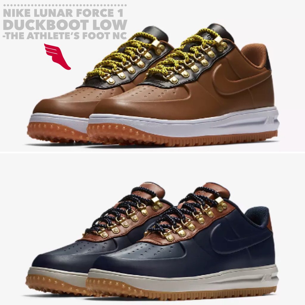 prangende korrekt tjære The Athletes Foot NC on Twitter: "The Nike Lunar Force 1 Duckboot Low  sneaker boot helps you conquer the cold in iconic AF1 style. Featuring a  water-repellent construction, ground-gripping traction, and a