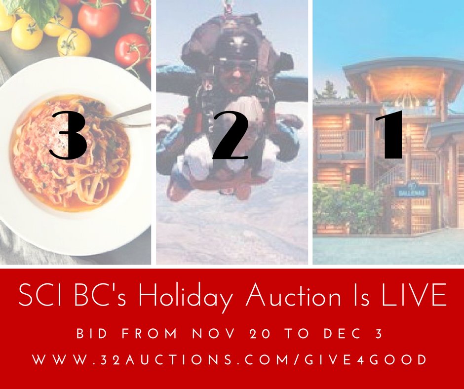 SCI_BC's tweet photo. You can start bidding on the 200+ items in the @SCI_BC Holiday Auction. Find the perfect gift or treat yourself! https://t.co/EQTCjQJWh6 #spinalcordinjury https://t.co/fu4LZzOq8P