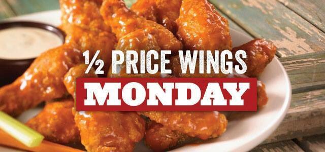Wing Night! 1/2 Price Wings Every Monday at #fortsask Montanas BBQ &amp; Bar!