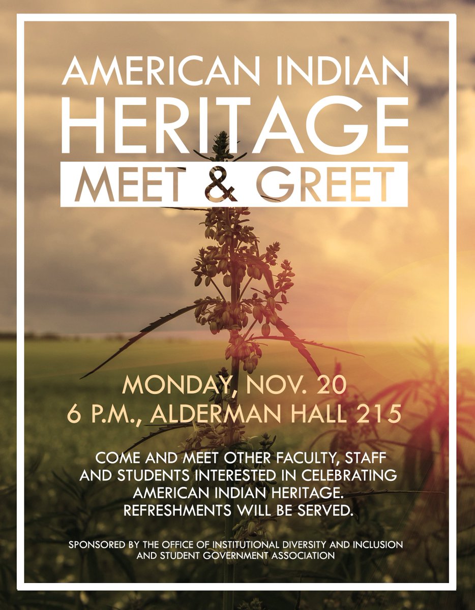 uncwsga's tweet photo. Happy Native American Heritage Month!!! It is time for UNCW's SGA to help build community with our American Indian students! Please come out tonight if you identify as Native American/American Indian, and let us  know how we can better support you. #NAheritage #NAHM17 https://t.co/1fkHBdvB98