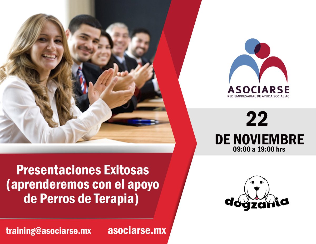AsociarseAC's tweet photo. ¡Preparense para esta semana! Tenemos dos eventos: Dogzania - Presentaciones Efectivas el 22 y Gira - Desafío de Líderes 
#AsociaRSE https://t.co/L5uj8lQngY