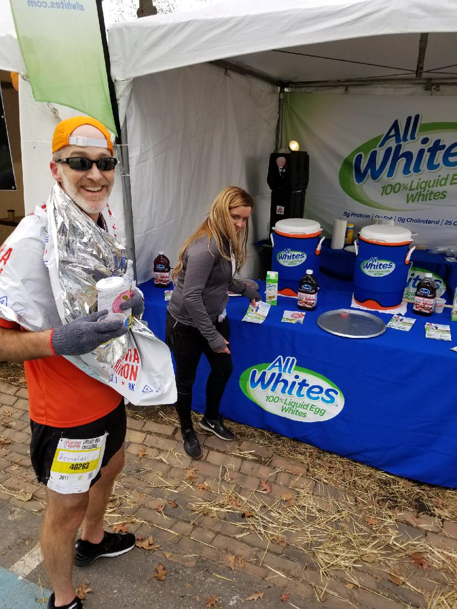 After a windy and chilly 26.2 mile run, AllWhites Egg Whites was at the finish line with a quick recovery drink for these hearty athletes! Congrats <a href="/Philly_Marathon/">Philadelphia Marathon</a>  for a great event.